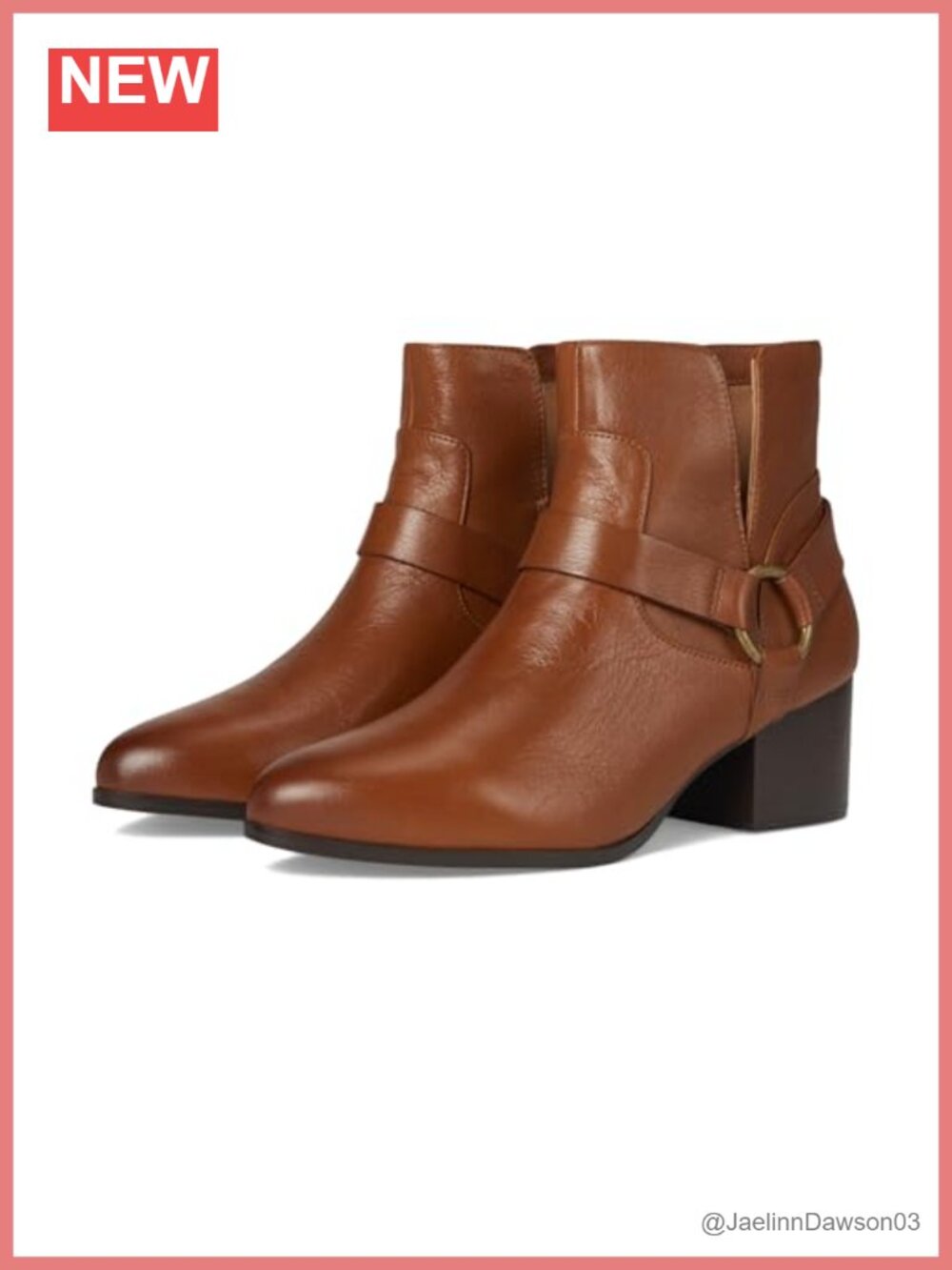 Leather Ankle Bootie Pointed Toe Block Heel Buckle Zip Women's Shoes